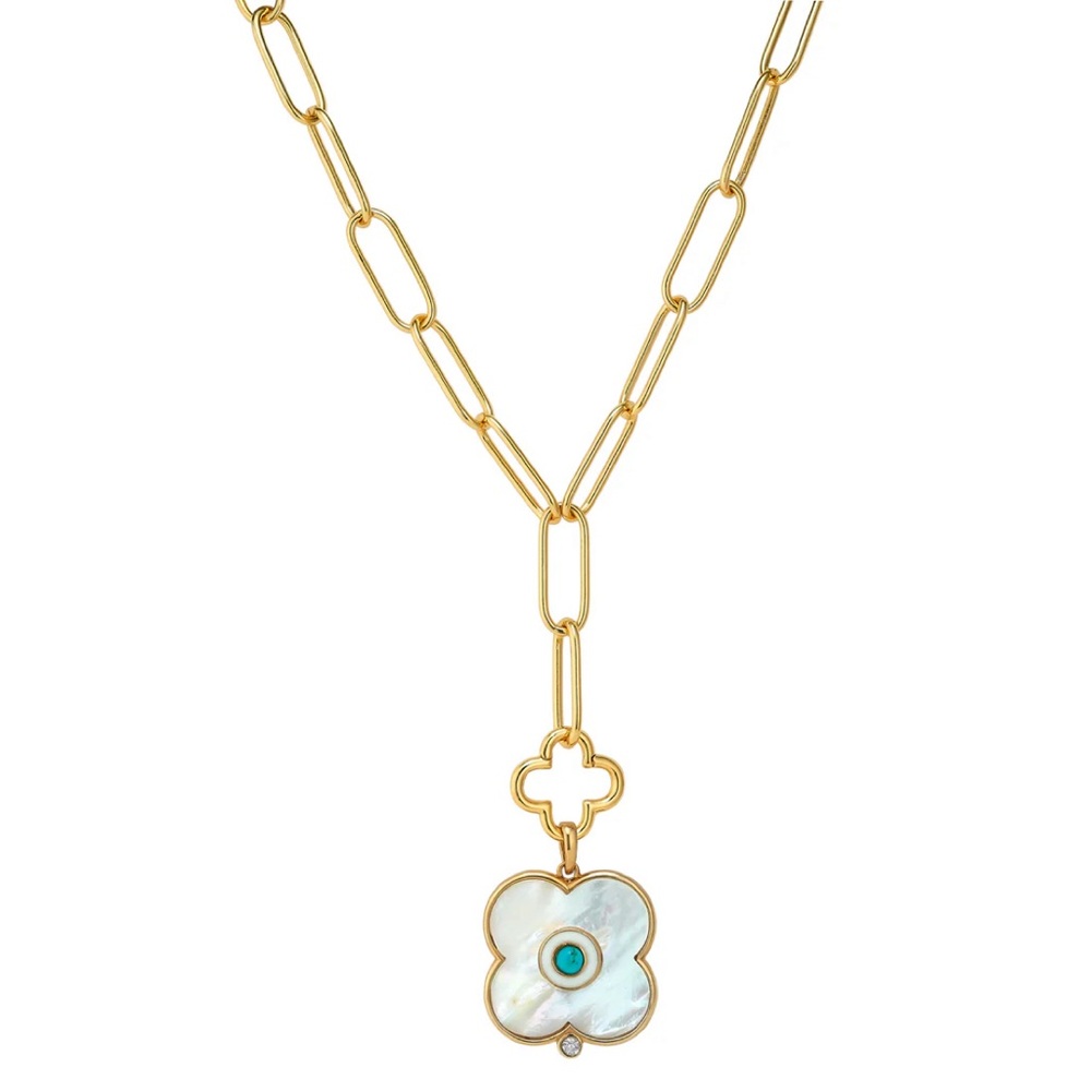 Asha by Adm EVIL EYE CHARM LG + CLOVER LARIAT necklace